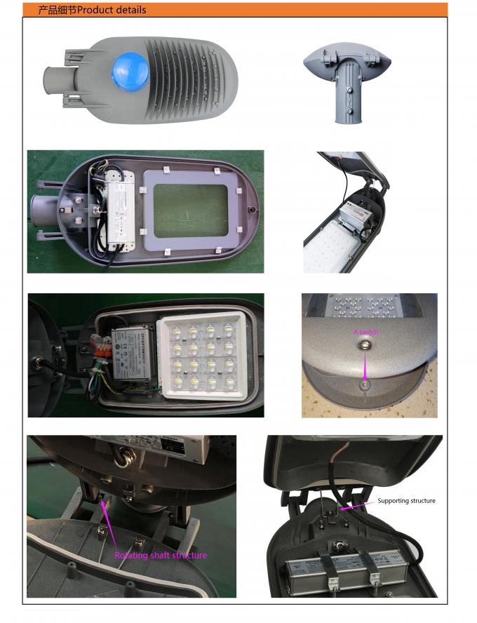 Nervure arrière de rayonnement de route de structure économiseuse d'énergie des appareils d'éclairage 50w 2